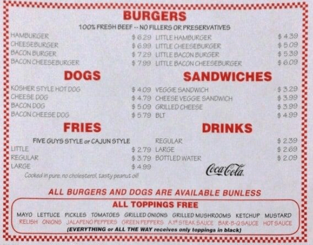 Prices at five guys deals